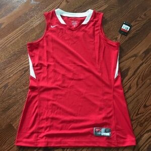 WOMEN'S DRI-FIT RED SHIRT BASKETBALL UNIFORM RED JERSEY Sz. L LARGE NEW NWT